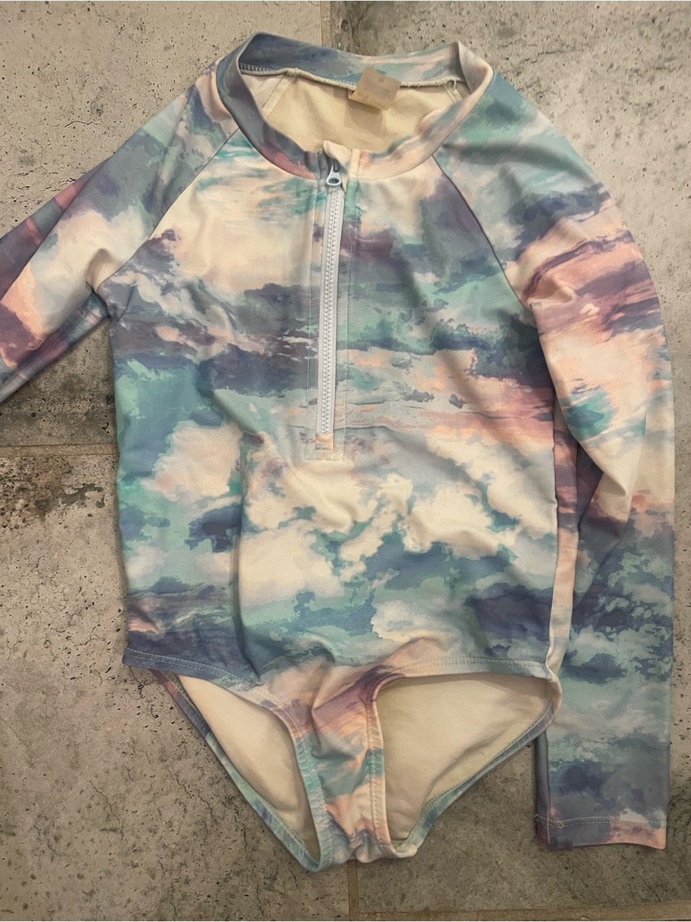 OshKosh B'gosh Pastel Cloud Print Long-Sleeve One-Piece Swimsuit
